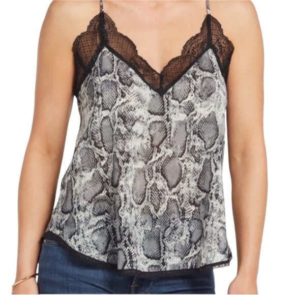 lovestitch Tops - Lovestitch Women's snake print spaghetti strap camisole with lace accent, Sz S